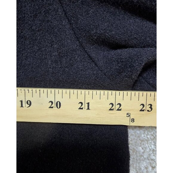 Dennis Basso Fleece Coat Faux Fur Trim Oversize Cozy Black Dress & Casual Size L - Picture 6 of 10